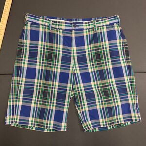 IZOD Mens Golf Plaid Shorts Performance Pickleball Corpcore Preppy Size 36